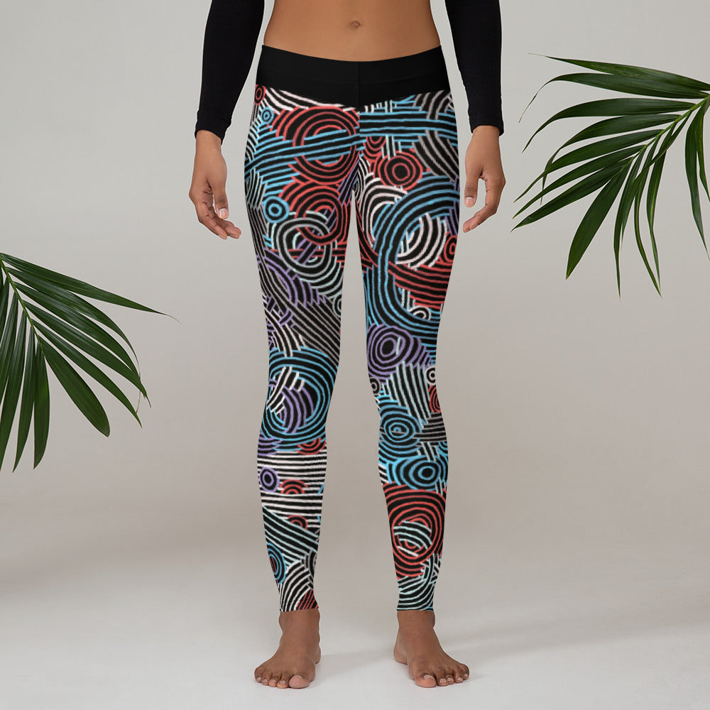 Leggings - Puddles design red